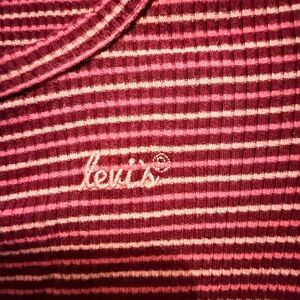 Levi's Burgundy and White Striped Shirt